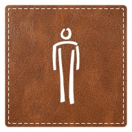 Plaque porte carré toilettes homme - imitation cuir marron - picto