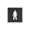 Plaque porte carré toilettes homme -  imitation cuir noir - picto