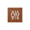 Plaque de porte carrée "toilettes mixtes" - imitation cuir marron
