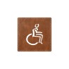 Plaque de porte carrée avec picto "toilettes handicapés" -  imitation cuir marron