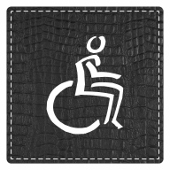 Plaque de porte carré avec picto "toilettes handicapés" - imitation cuir noir