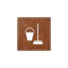 Plaque porte logo "local ménage" - imitation cuir marron - picto carré