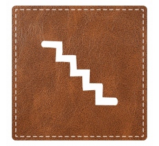 Plaque porte "Escalier" - imitation cuir marron - picto carré