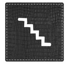 Plaque porte "Escalier" - imitation cuir noir - picto carré