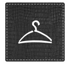 Plaque porte "vestiaires" imitation cuir noir - picto carré