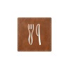 Plaque porte "restaurant"  imitation cuir marron - picto carré