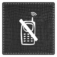 Plaque porte "Téléphone interdit" - imitation cuir noir - picto carré