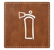 Plaque porte "Extincteur" - imitation cuir marron - picto carré