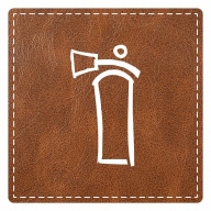 Plaque porte "Extincteur" - imitation cuir marron - picto carré
