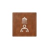 Plaque porte "Douche" - imitation cuir marron - picto carré