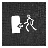 Plaque porte "Sortie de secours" - imitation cuir noir - picto carré