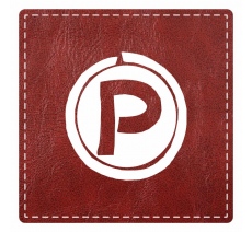 Plaque porte "Parking" - imitation cuir bordeaux - picto carré