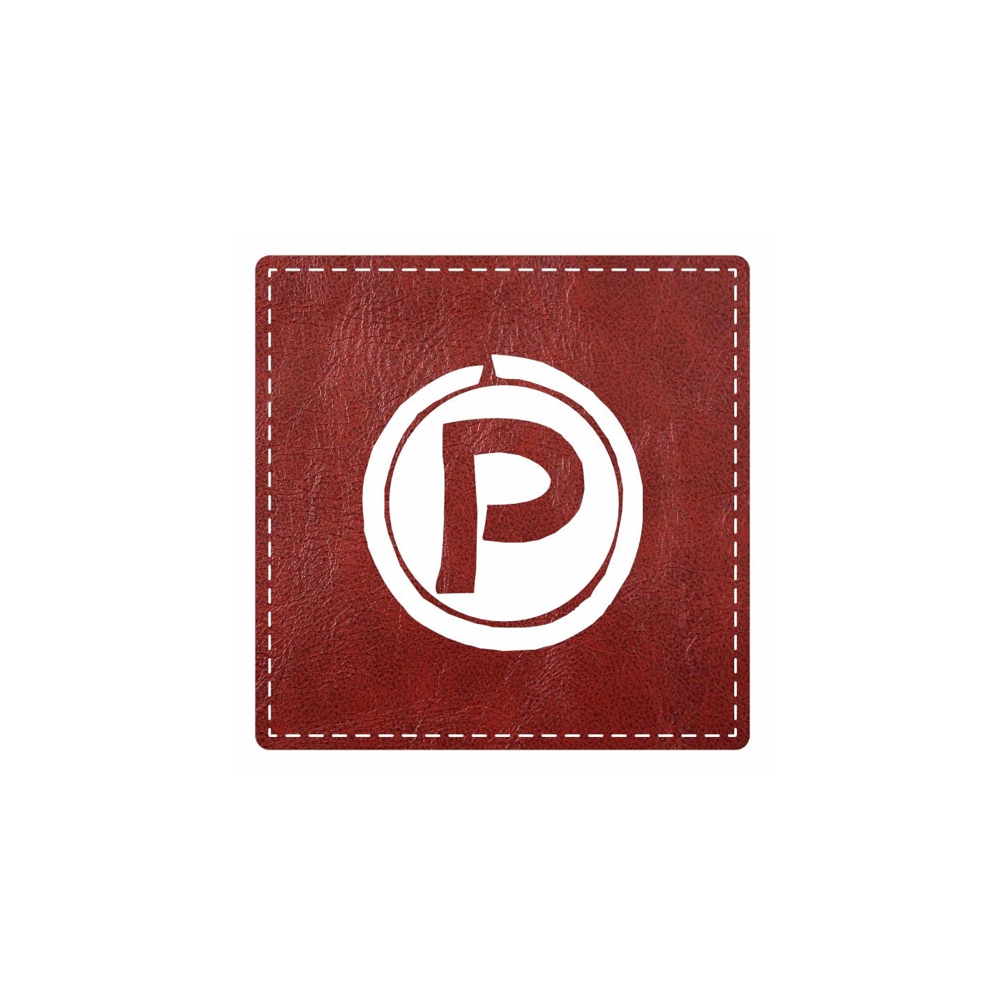 Plaque porte "Parking" - imitation cuir bordeaux - picto carré