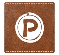 Plaque porte "Parking" - imitation cuir marron - picto carré