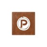 Plaque porte "Parking" - imitation cuir marron - picto carré