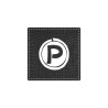 Plaque porte "Parking" - imitation cuir noir - picto carré