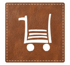 Plaque porte carré "Magasin" - imitation cuir marron - picto carré