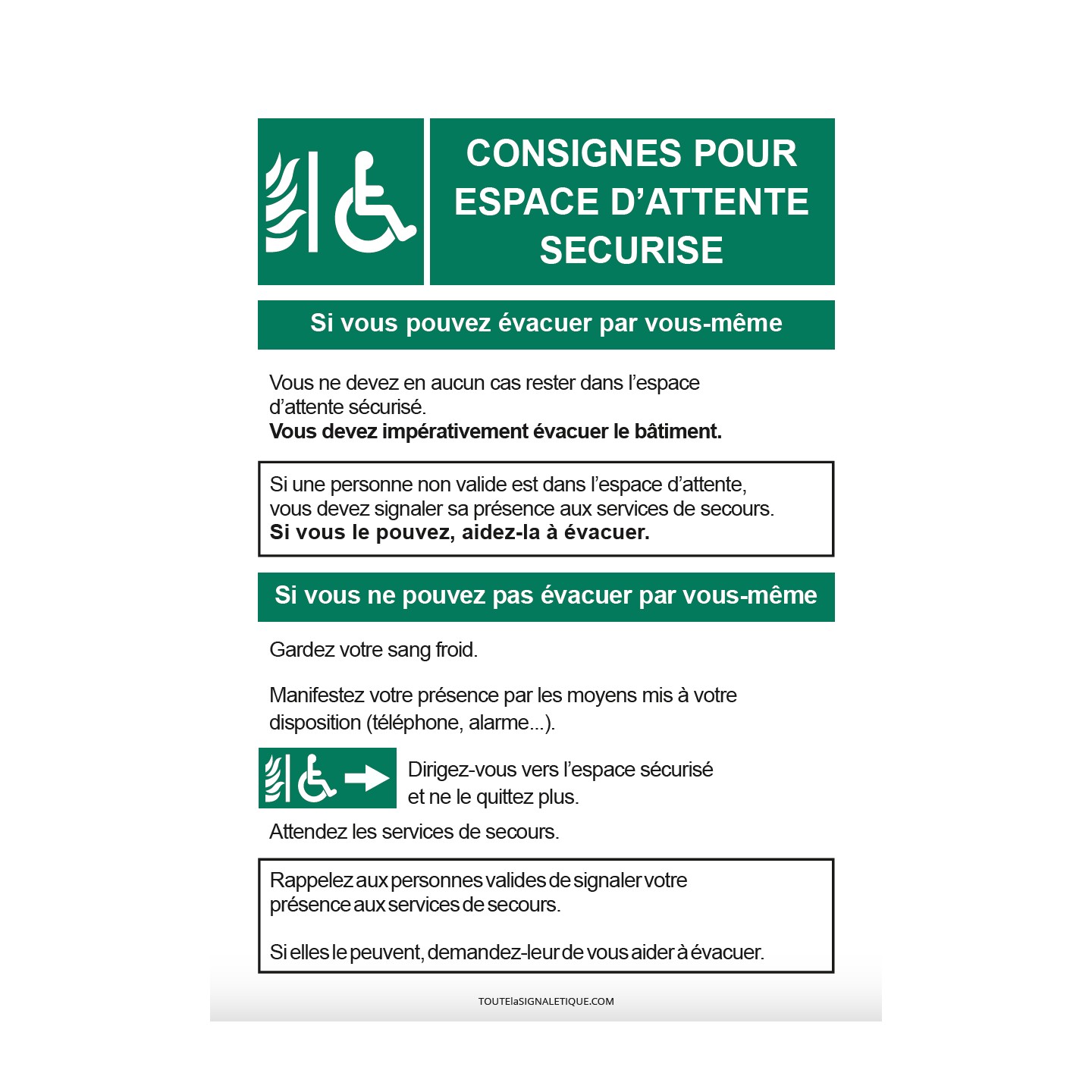 Panneau A4  - Consignes pour espace d'attente sécurisé
