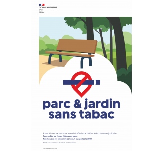 Panneau officiel défense de fumer - parc & jardin sans tabac