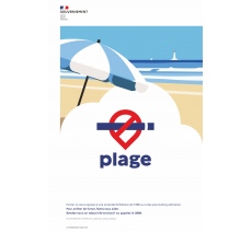 Panneau officiel défense de fumer - plage sans tabac