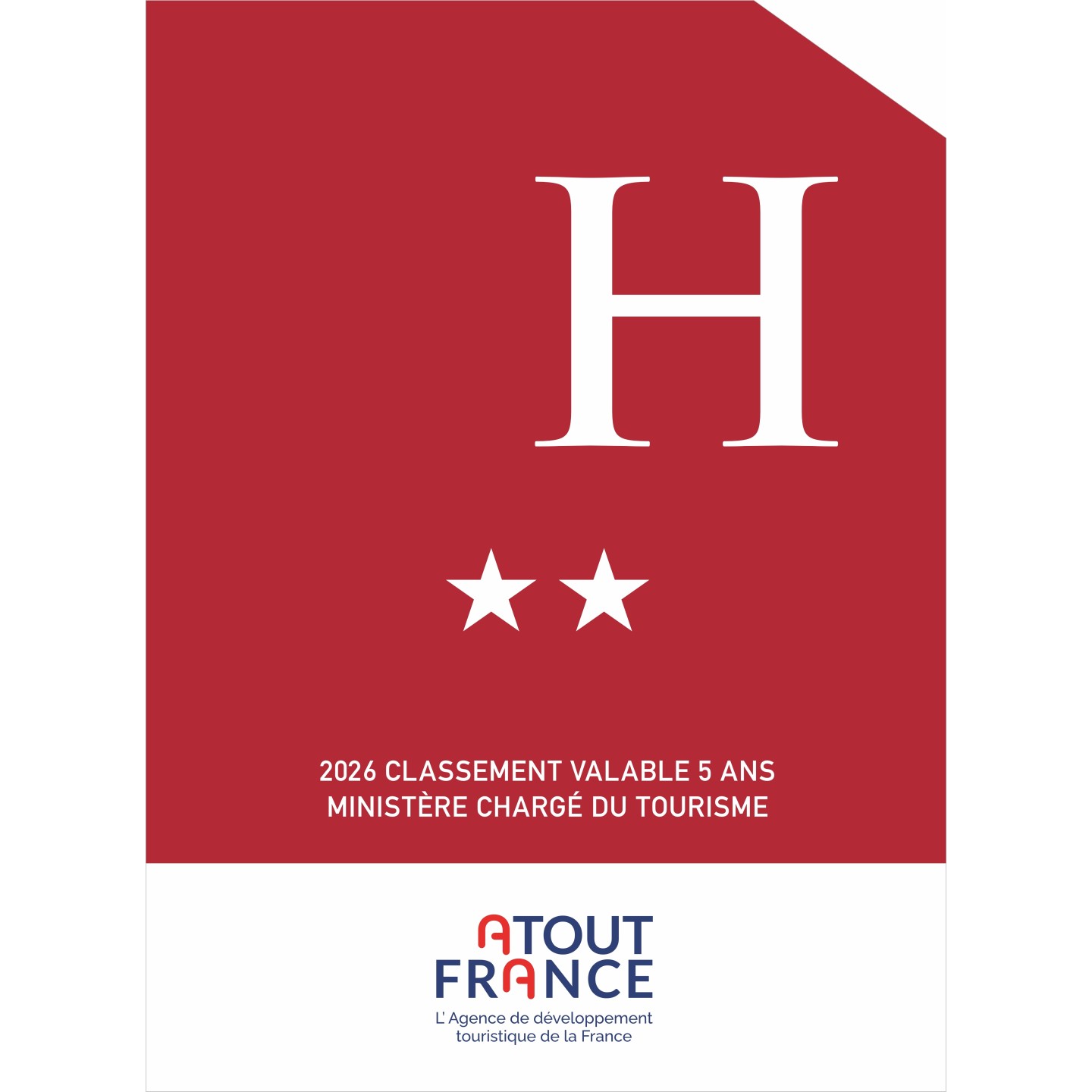 Panonceau Hôtel 2 étoiles 2026
