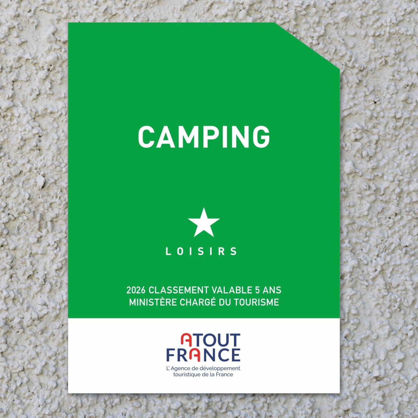 Panonceau Camping Loisirs 1 étoile 2026