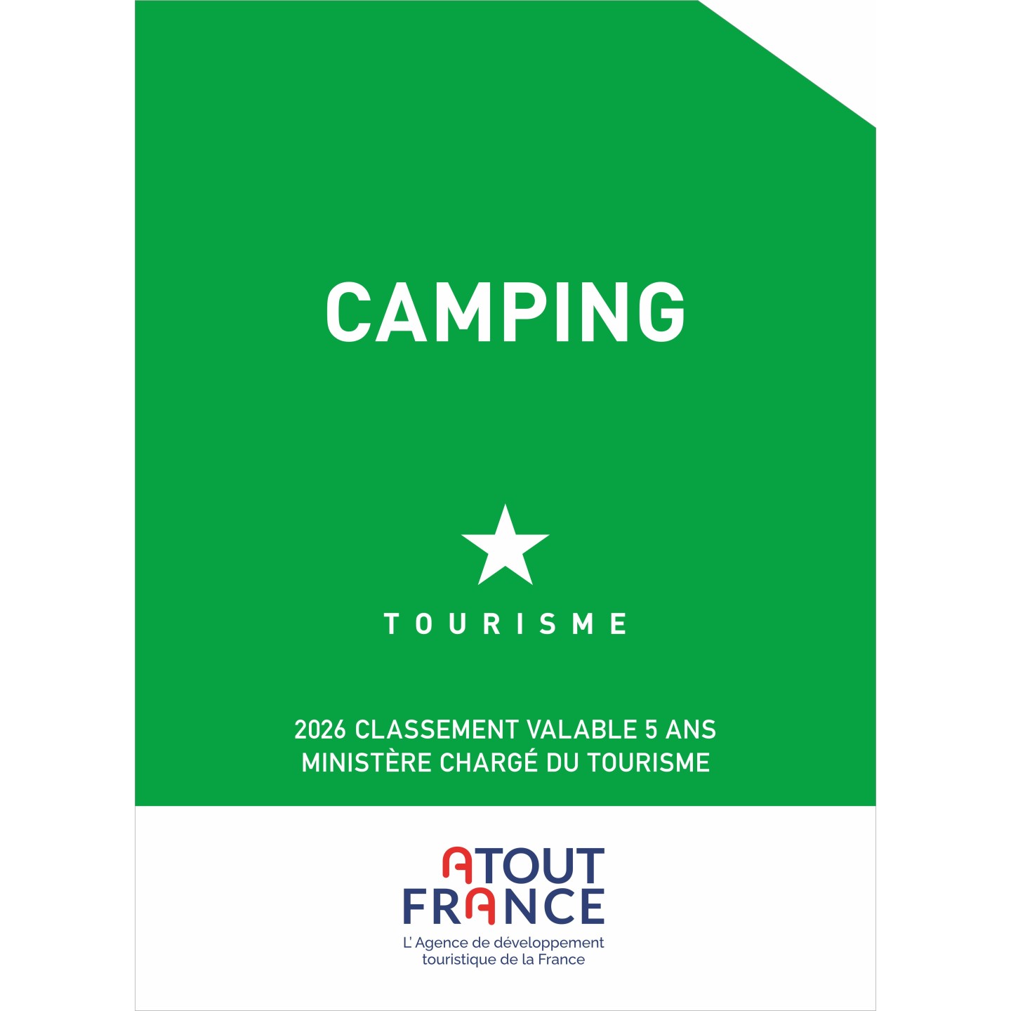 Panonceau Camping tourisme 1 étoile 2026