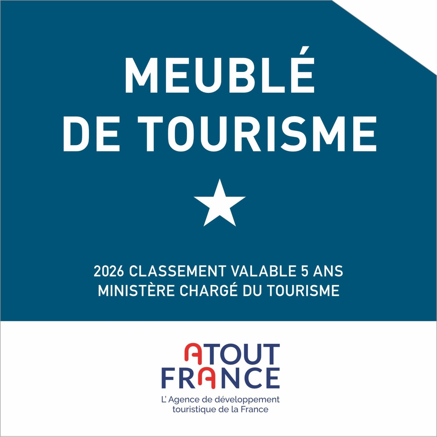 Panonceau Meublé de tourisme 1 étoile 2026