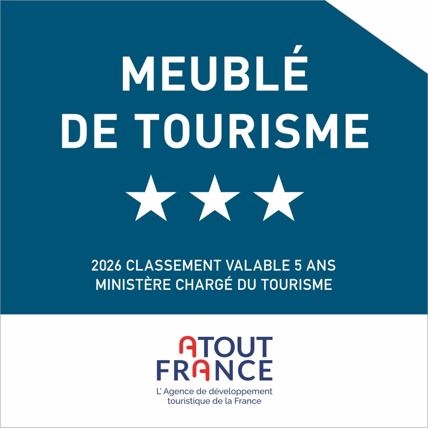 Panonceau Meublé de tourisme 3 étoiles 2026