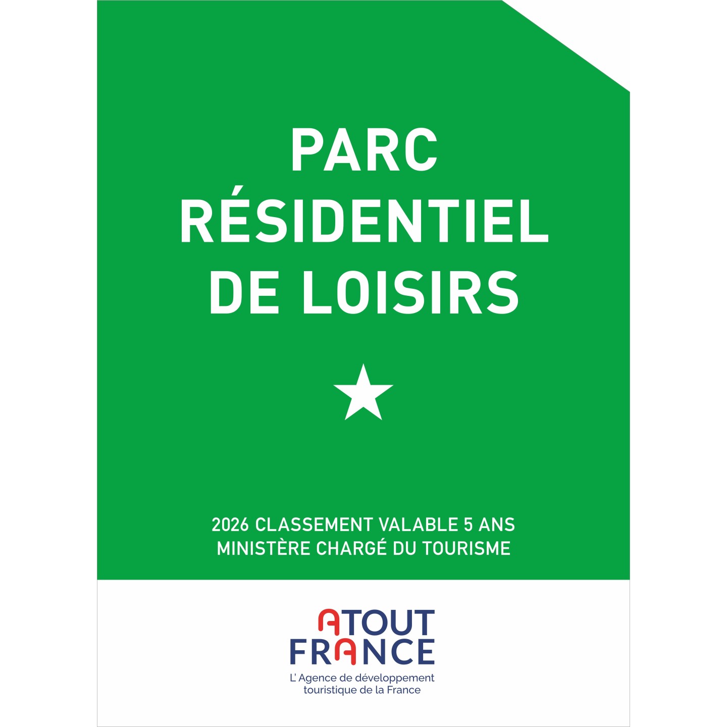 Panonceau Résidence de loisirs 1 étoile 2026