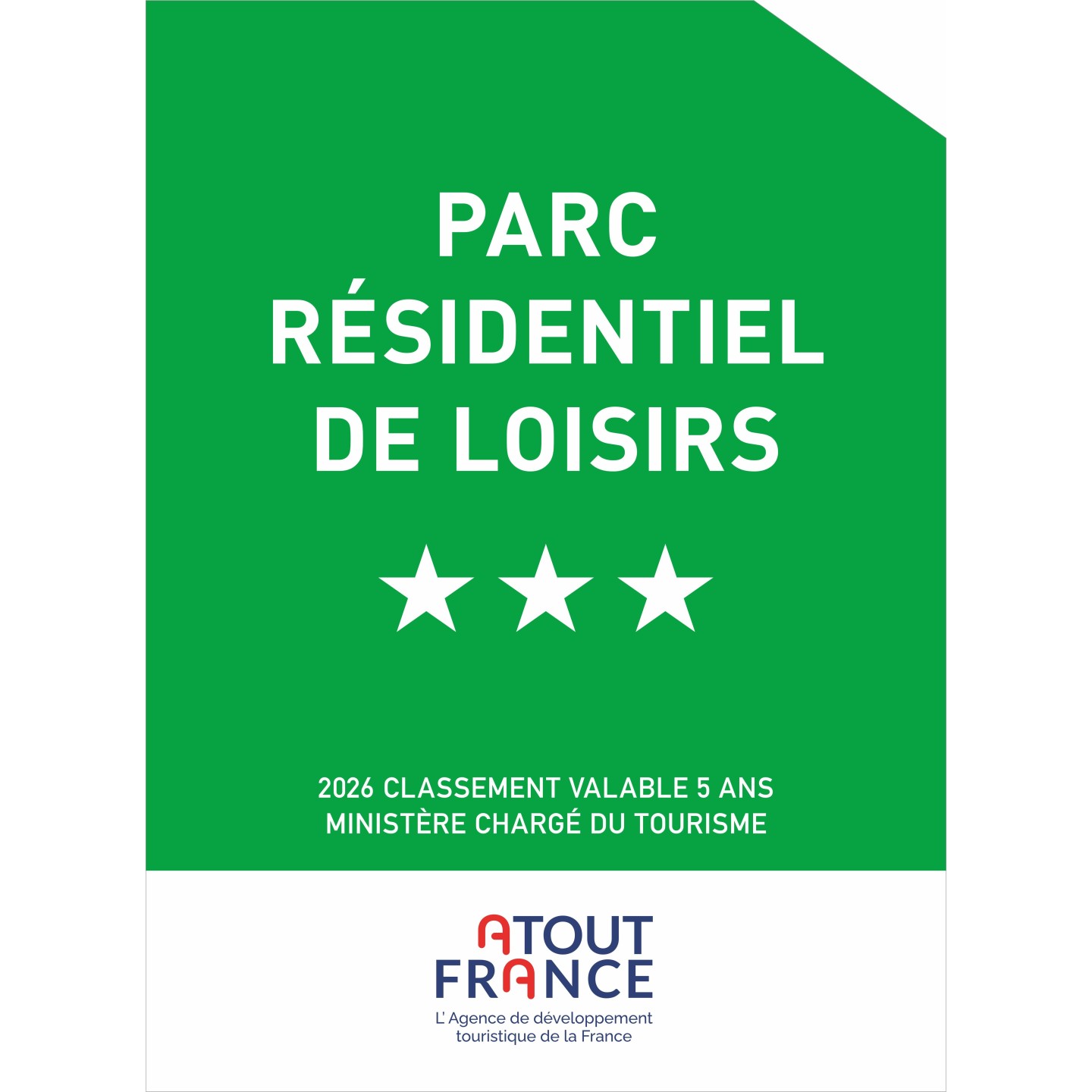 Panonceau Résidence de  loisirs 3 étoiles 2026