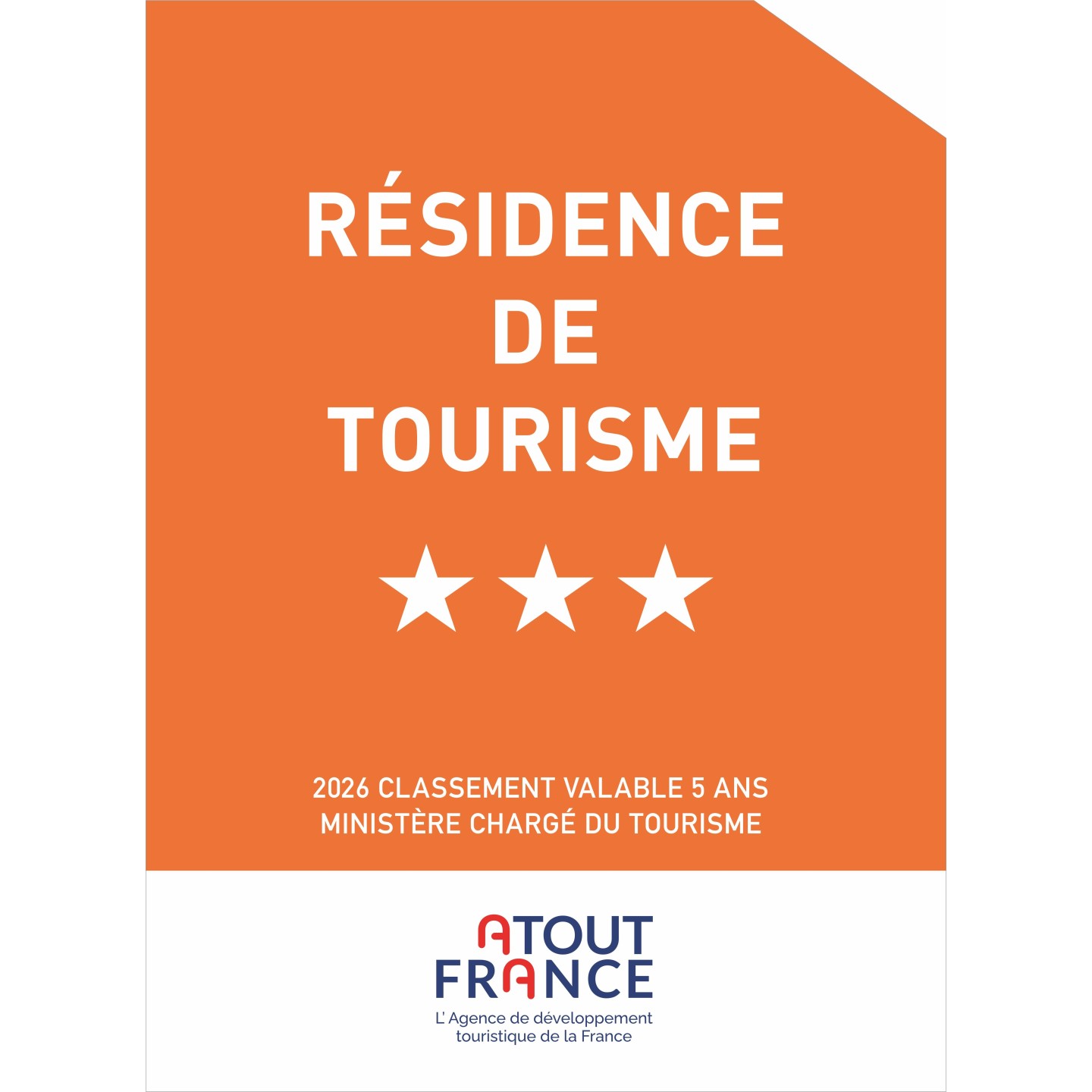 Panonceau Résidence de tourisme 3 étoiles 2026