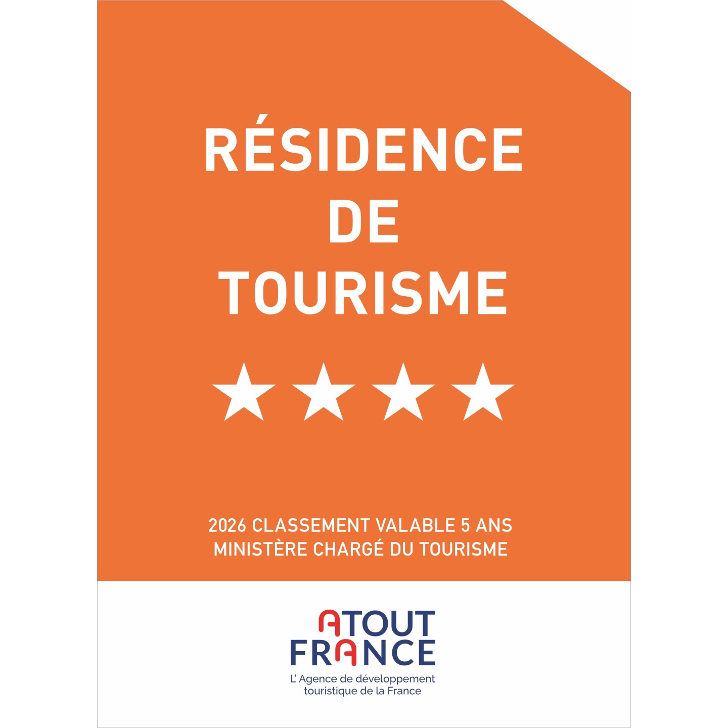 Panonceau Résidence de tourisme 4 étoiles 2026