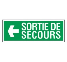 Adhésif ou panneau PVC rigide dim: H 120 x L 330 mm Sortie de secours vers la gauche