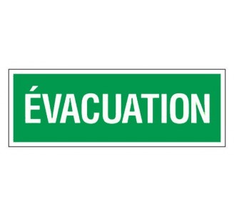 Adhésif ou panneau PVC rigide dim: H 120 x L 330 mm Evacuation
