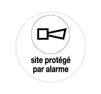 Adhésif souple "Site protégé par alarme" 2 diamètres au choix