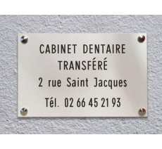 Plaque de transfert de cabinet, texte gravé